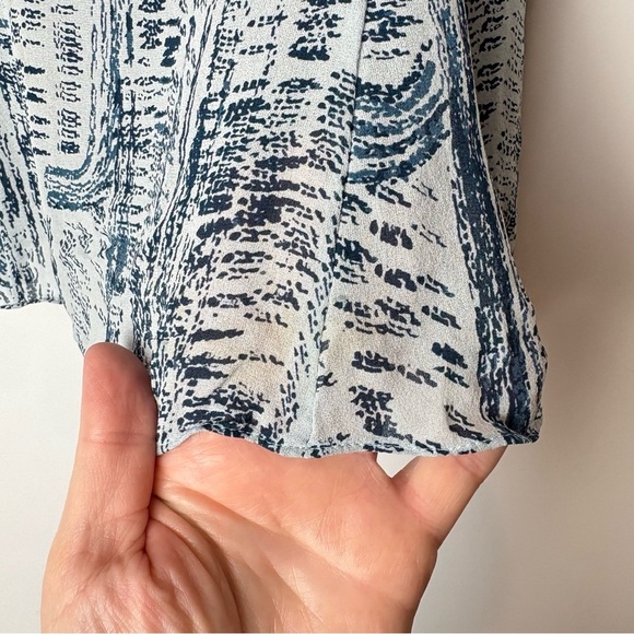 Theory Godet Flutter Sleeve Silk Short Sleeve Blouse - Picture 4 of 8